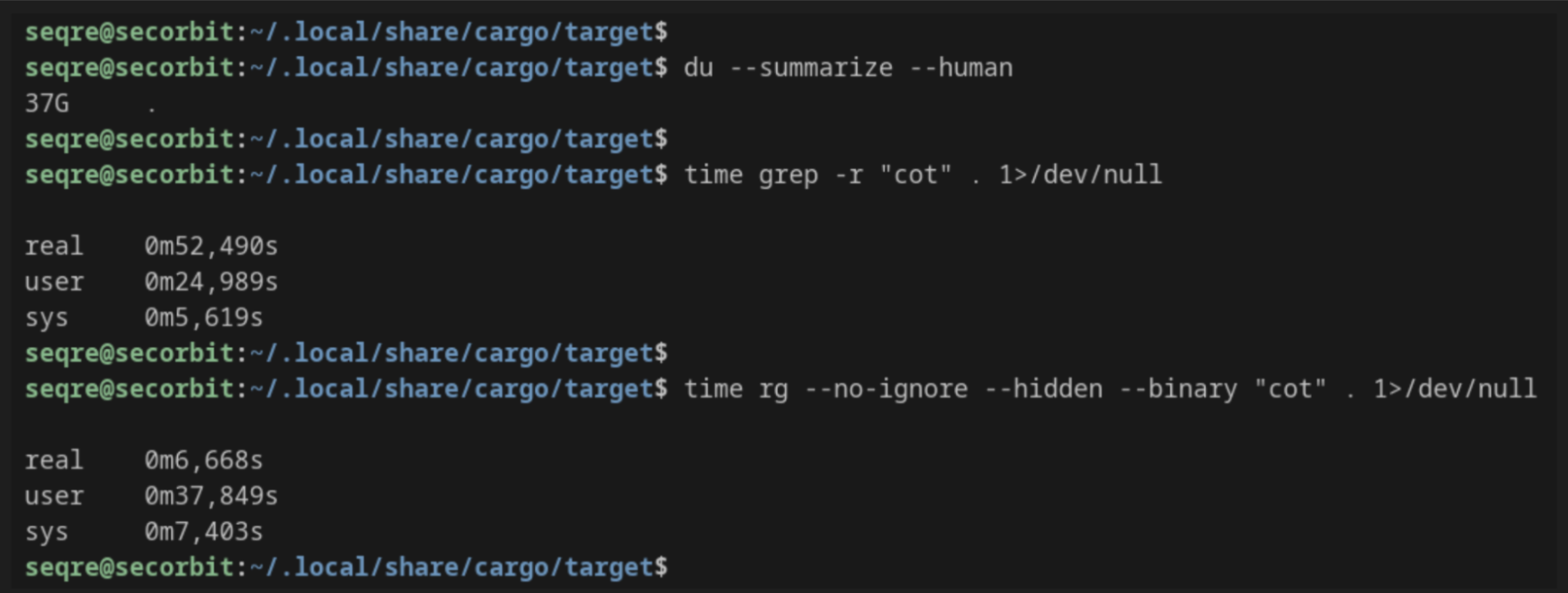 grep 与 ripgrep 的性能对比